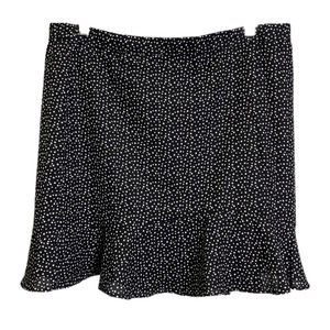 J. Crew‎ Women's Skirt Mini Black Lined Star Pattern Ruffle Side Zip Size 14